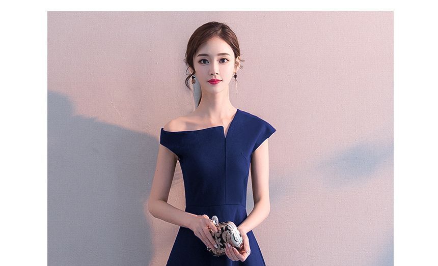 Asymmetrical Evening A-Line Cocktail Gown / Dress