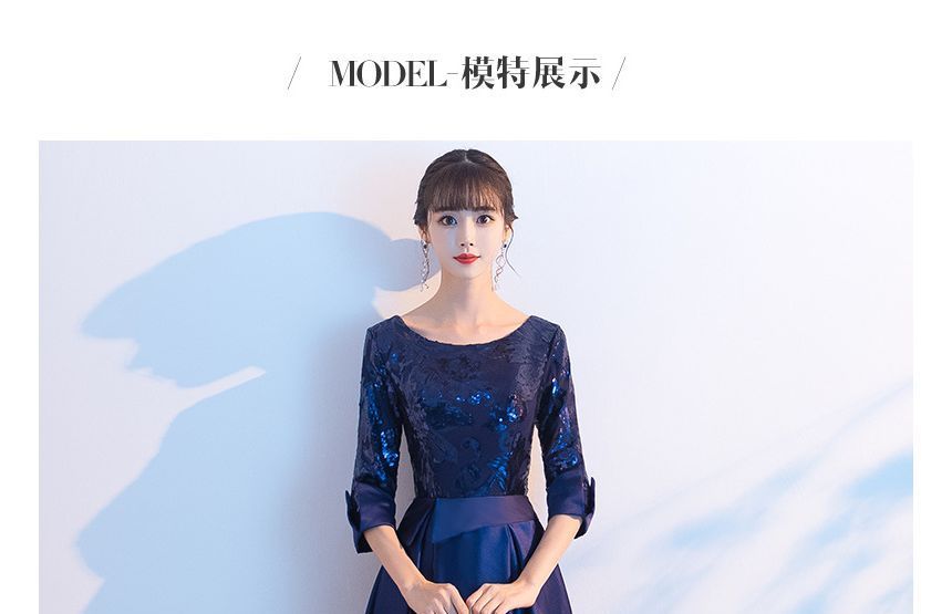 Dress / Gown Cocktail A-Line Evening Elbow-Sleeve