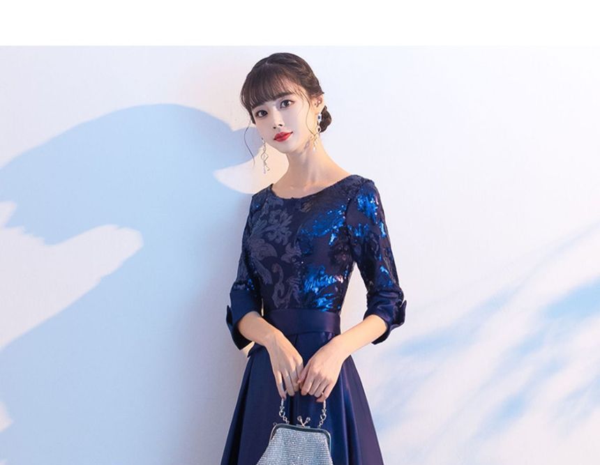 Dress / Gown Cocktail A-Line Evening Elbow-Sleeve
