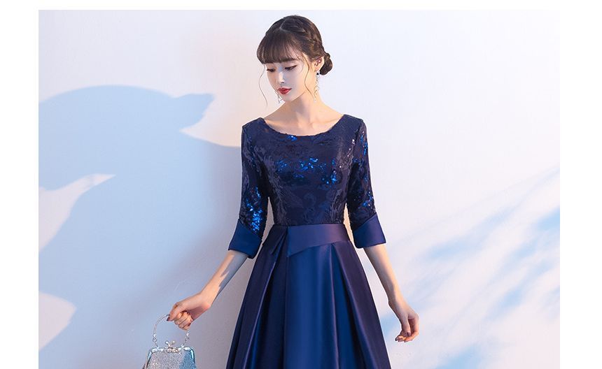 Dress / Gown Cocktail A-Line Evening Elbow-Sleeve