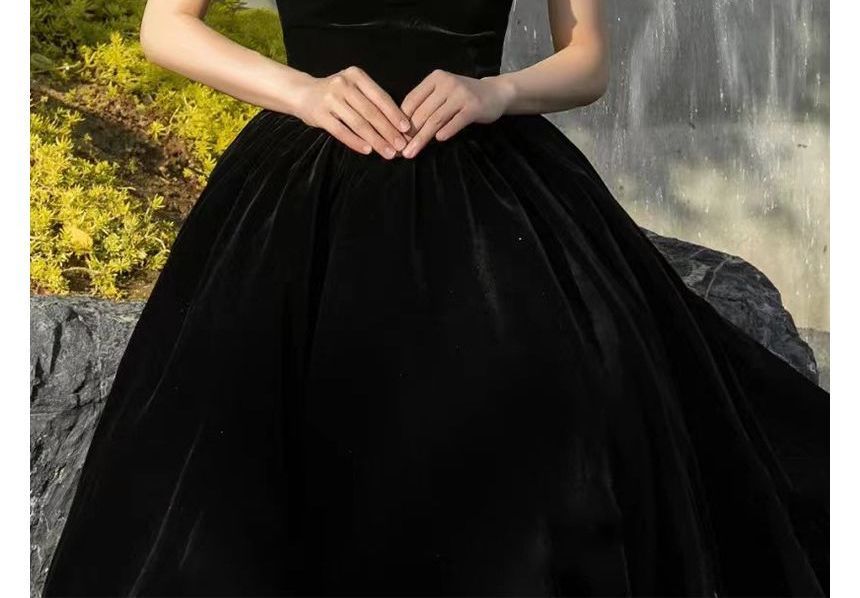 Pearl Spaghetti-Strap Faux Gown A-Line Evening