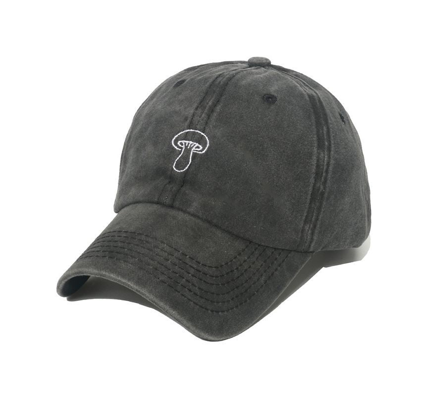 Denim Bucket Embroidered Mushroom Hat