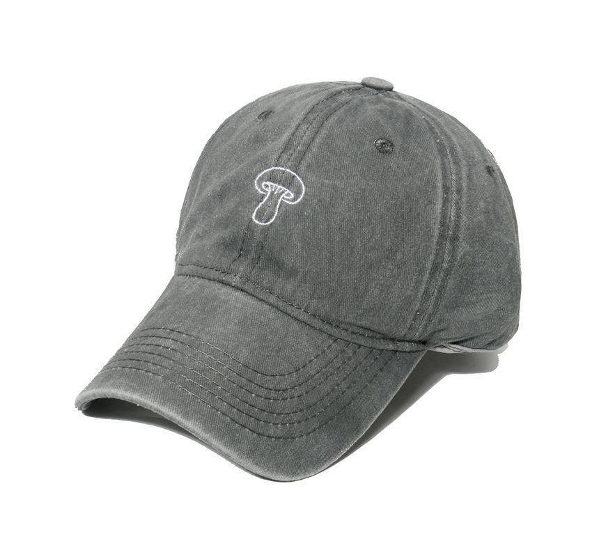 Denim Bucket Embroidered Mushroom Hat