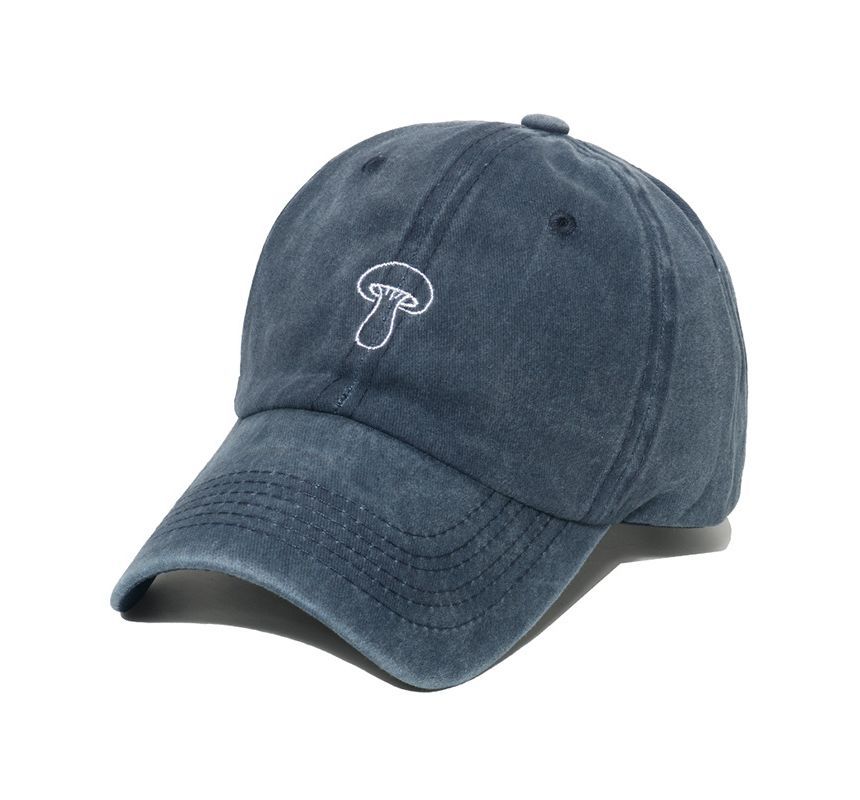 Denim Bucket Embroidered Mushroom Hat