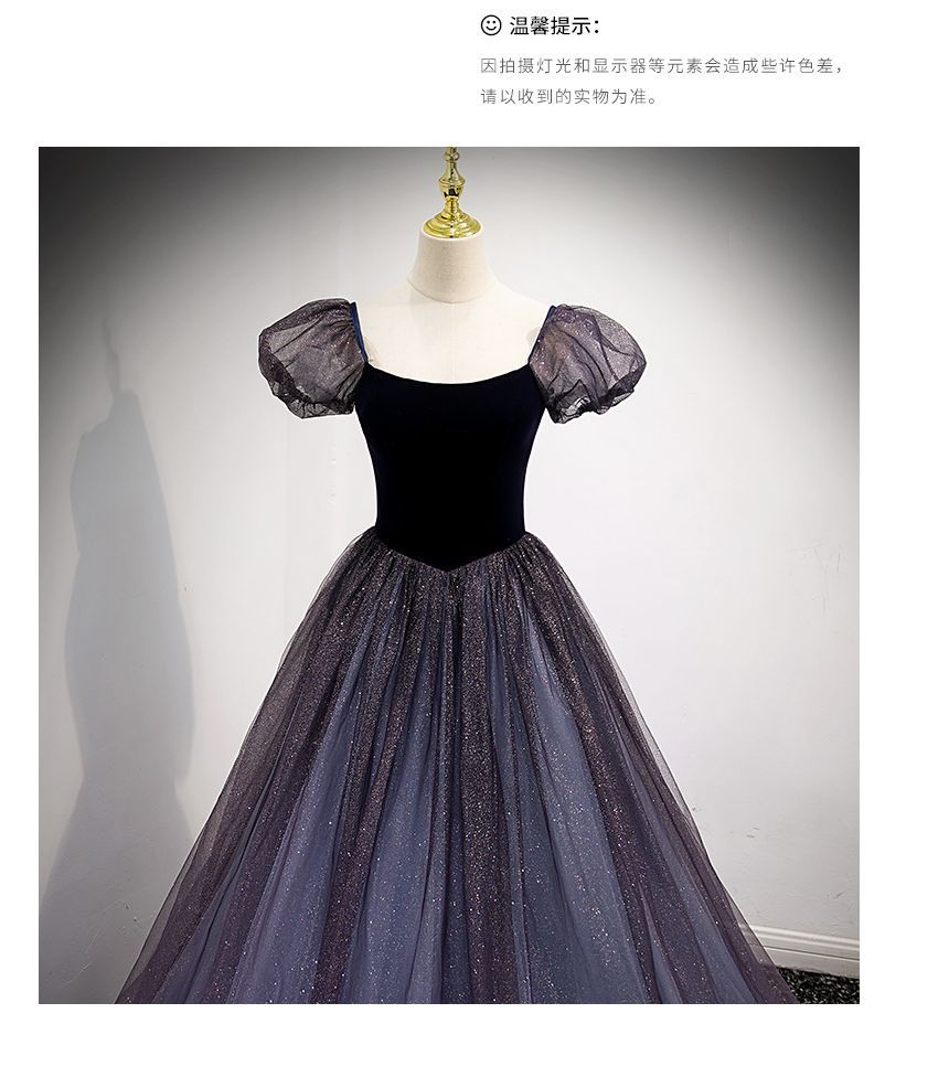 Evening Glitter Gown Square-Neck A-Line