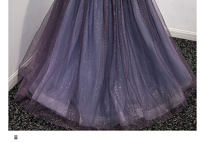 Evening Glitter Gown Square-Neck A-Line