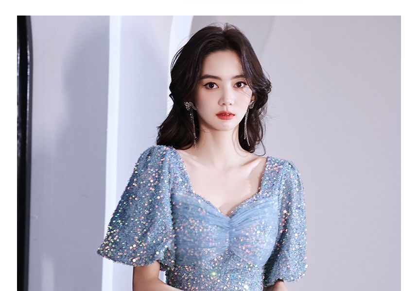 Gown Evening V-Neck Glitter Mermaid