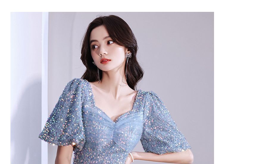 Gown Evening V-Neck Glitter Mermaid