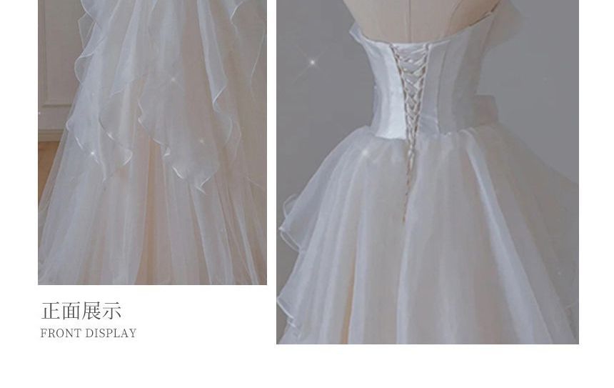 Ruffle A-Line Wedding Gown Bow