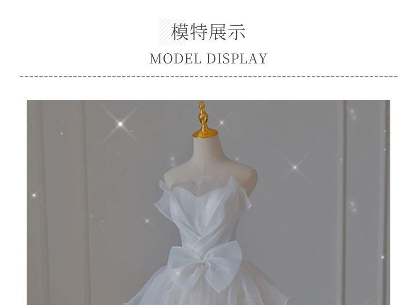 Ruffle A-Line Wedding Gown Bow