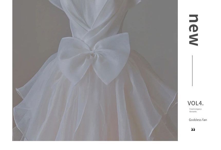 Ruffle A-Line Wedding Gown Bow