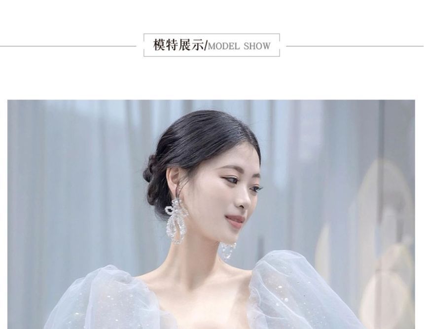 Glitter A-Line Square-Neck Gown Evening