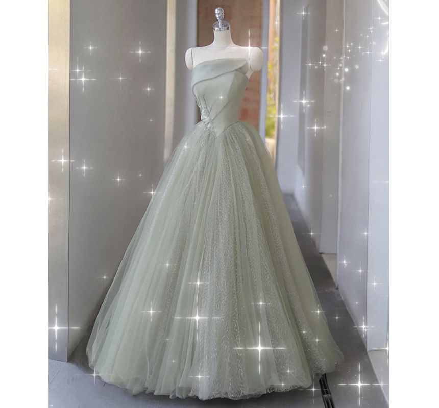 Pearl A-Line Gown Evening Faux