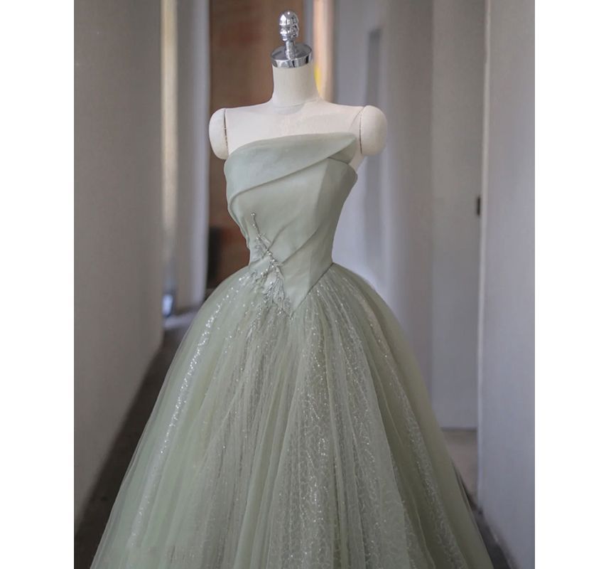 Pearl A-Line Gown Evening Faux