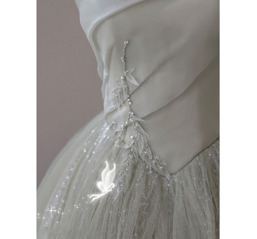 Pearl A-Line Gown Evening Faux