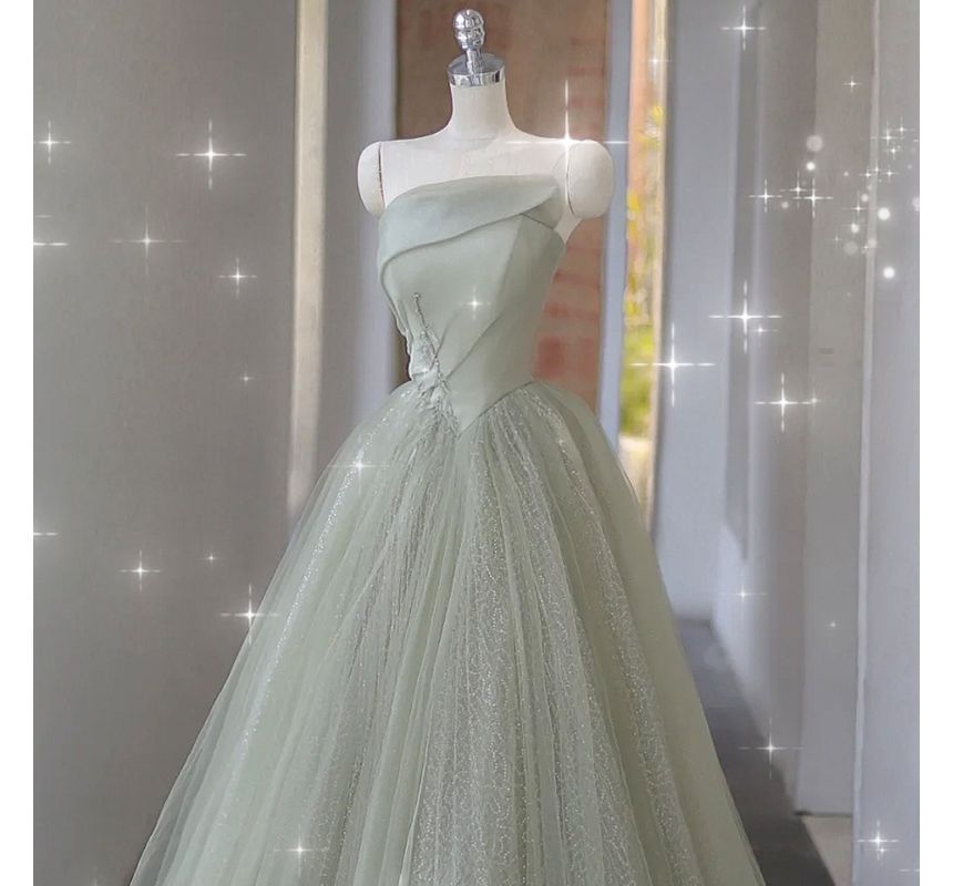 Pearl A-Line Gown Evening Faux