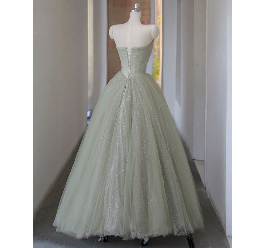 Pearl A-Line Gown Evening Faux