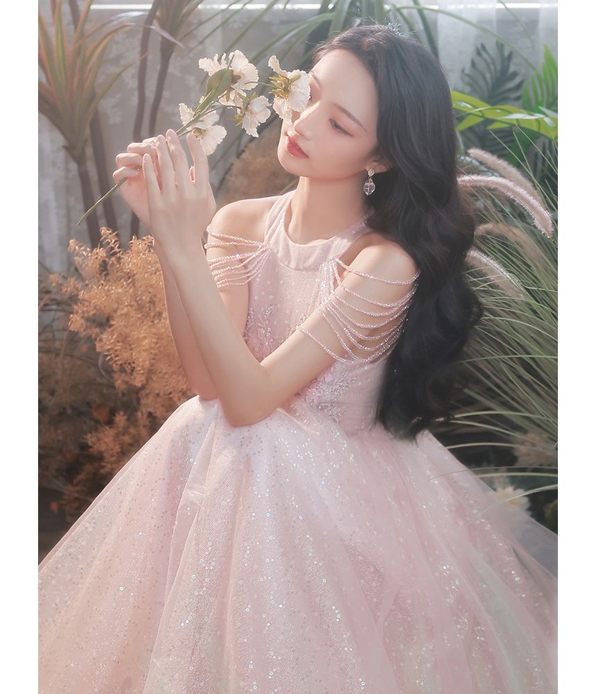 Strappy Gown Sheath Sequin Evening