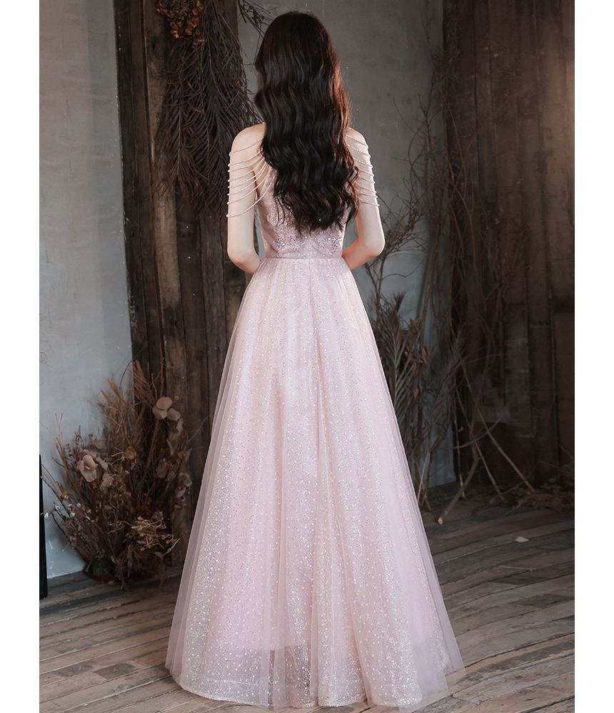 Strappy Gown Sheath Sequin Evening