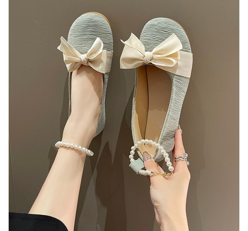 Pearl Bow Faux Flats