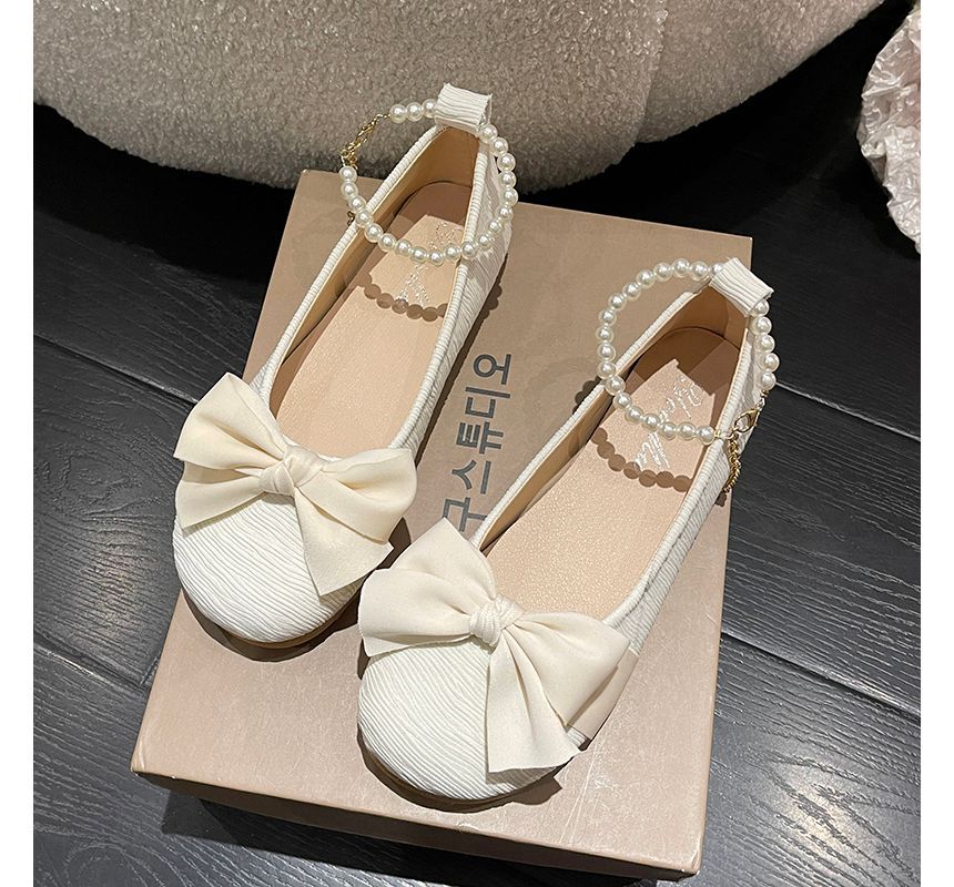 Pearl Bow Faux Flats