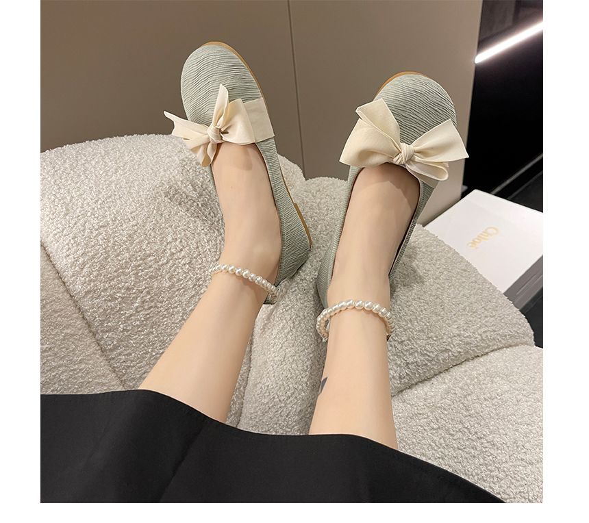 Pearl Bow Faux Flats