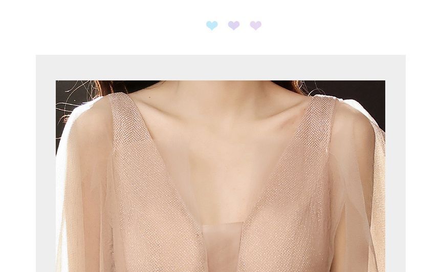 Sequin A-Line Mesh Cap-Sleeve Evening Gown