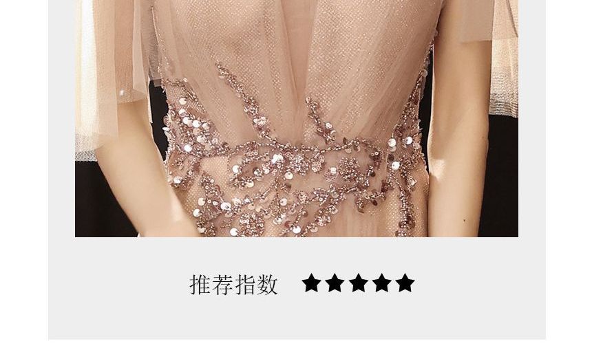 Sequin A-Line Mesh Cap-Sleeve Evening Gown