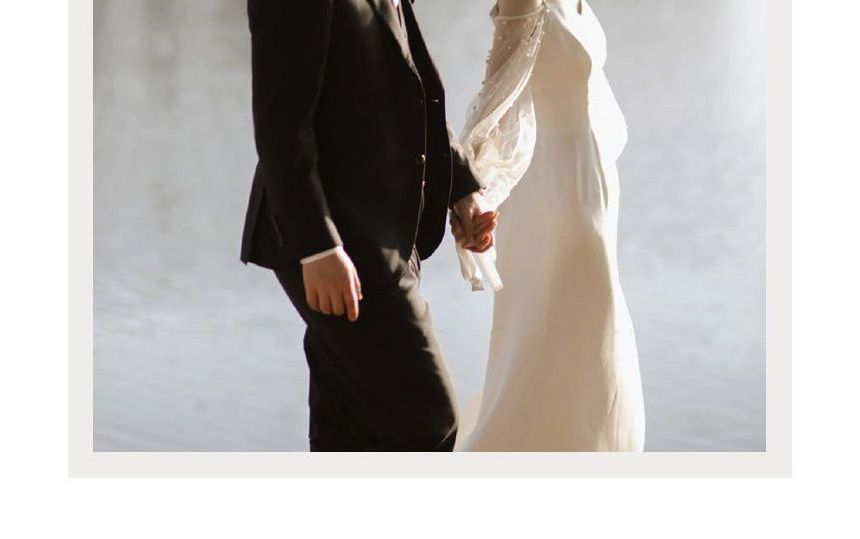 Cold-Shoulder Wedding A-Line Long-Sleeve Gown