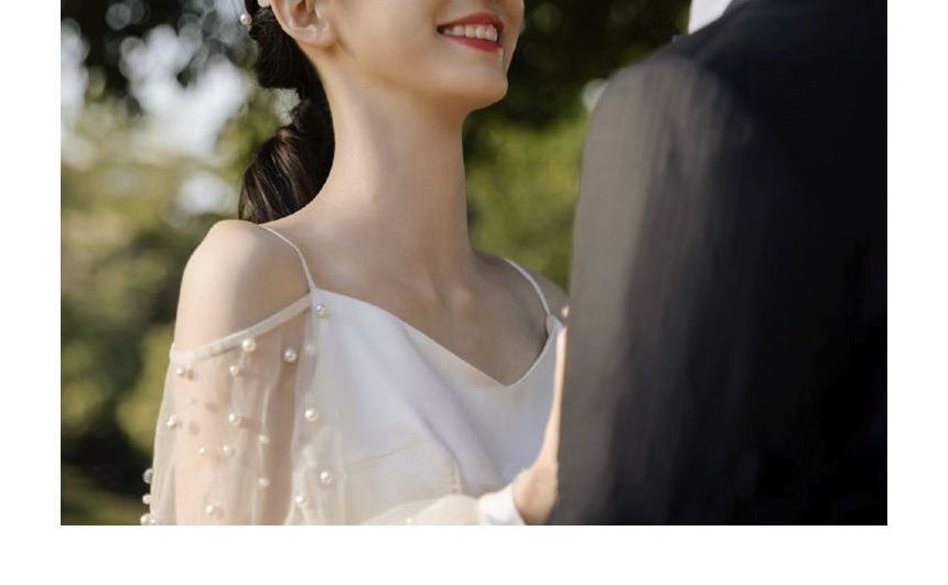 Cold-Shoulder Wedding A-Line Long-Sleeve Gown