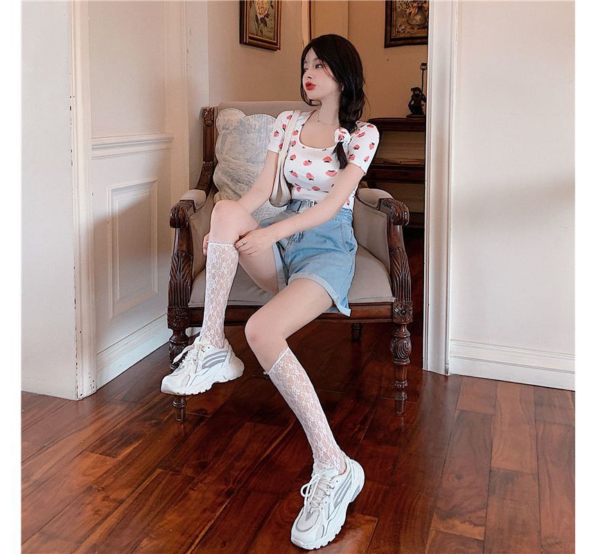 T-Shirt Print Strawberry Short-Sleeve