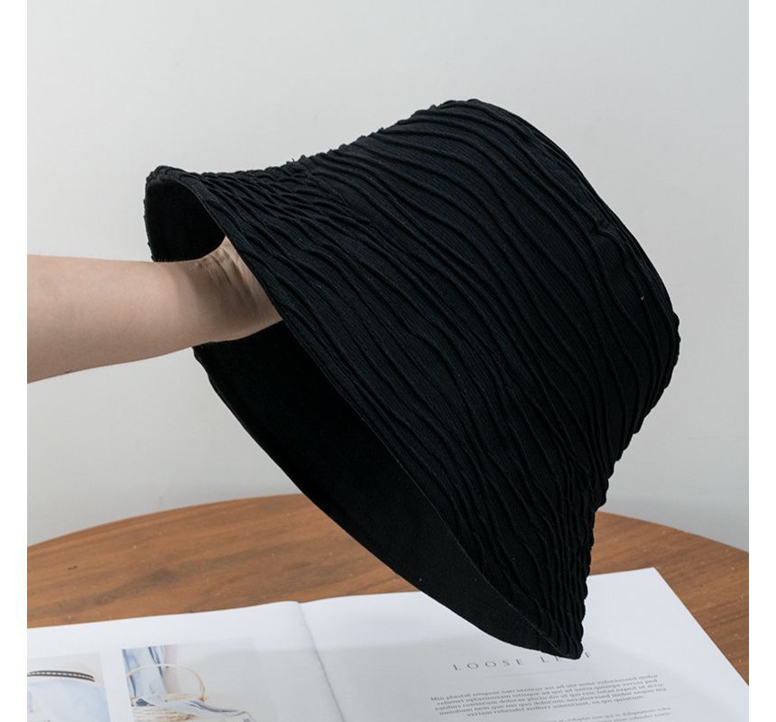 Hat Reversible Texture Plain Wavy Bucket