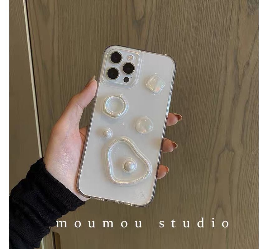 Transparent Faux Pearl Phone Case