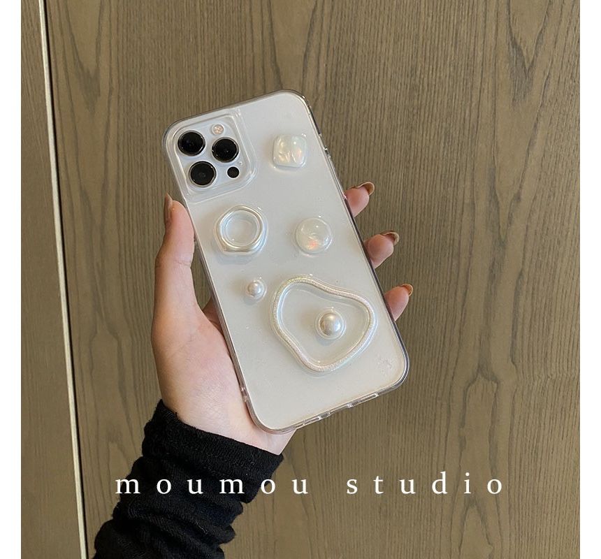 Transparent Faux Pearl Phone Case