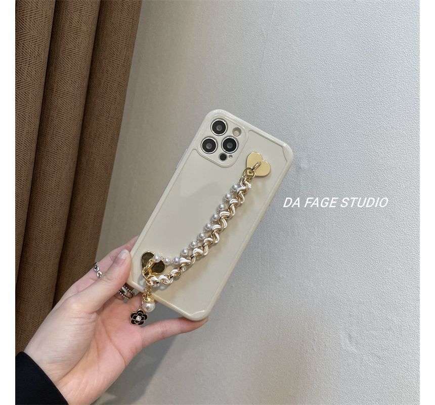 Flower Pearl Case Faux Phone Chain