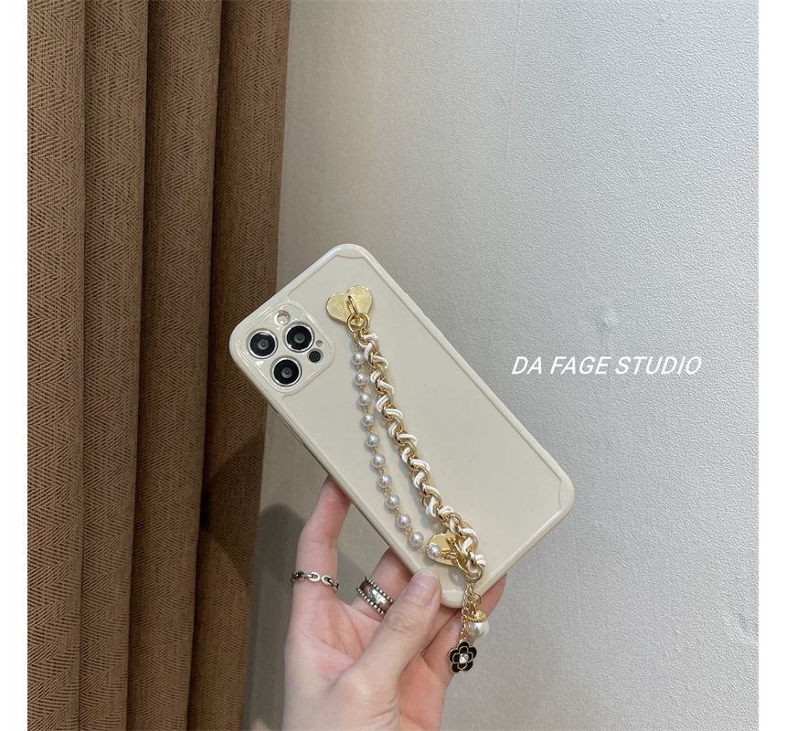Flower Pearl Case Faux Phone Chain