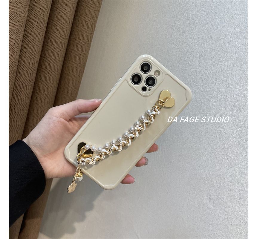 Flower Pearl Case Faux Phone Chain