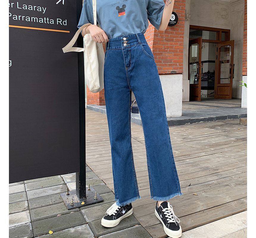 Cropped High Jeans Loose Fit Waist