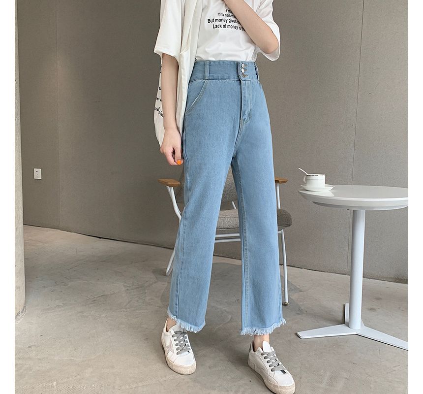 Cropped High Jeans Loose Fit Waist