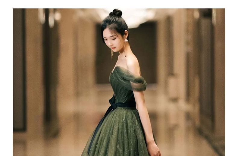 Evening Glitter Gown Off-Shoulder A-Line