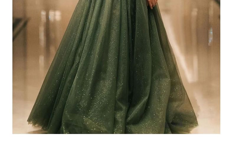 Evening Glitter Gown Off-Shoulder A-Line