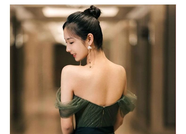 Evening Glitter Gown Off-Shoulder A-Line