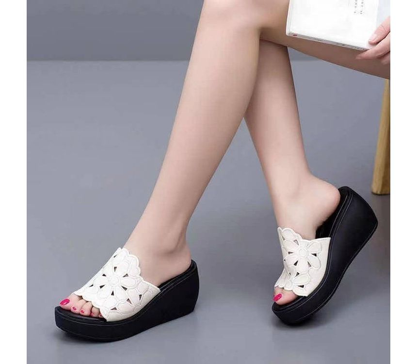 Slide Wedge-Heel Platform Sandals