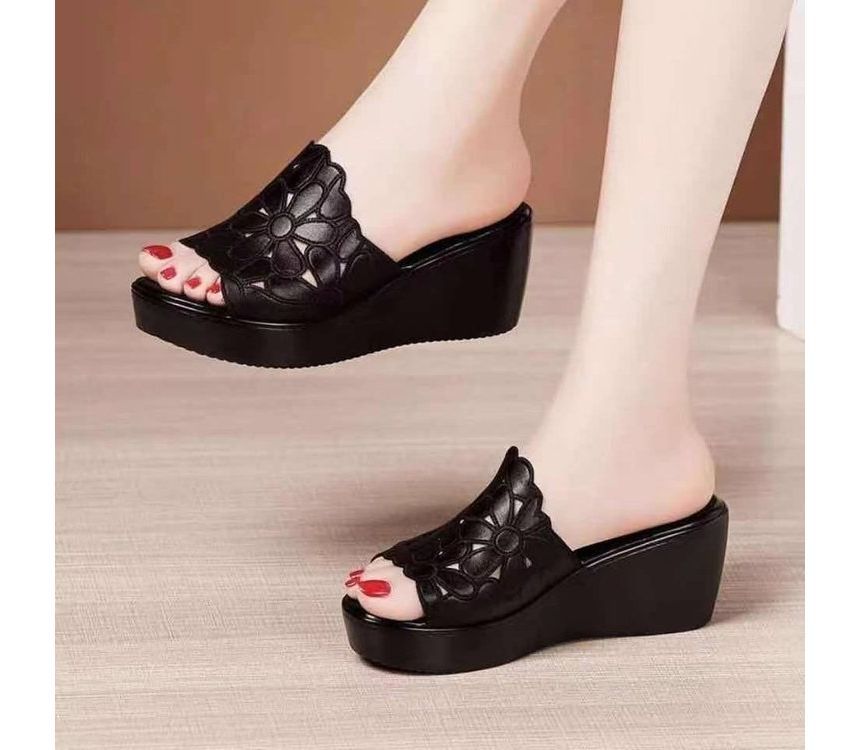 Slide Wedge-Heel Platform Sandals