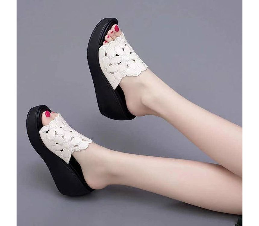 Slide Wedge-Heel Platform Sandals