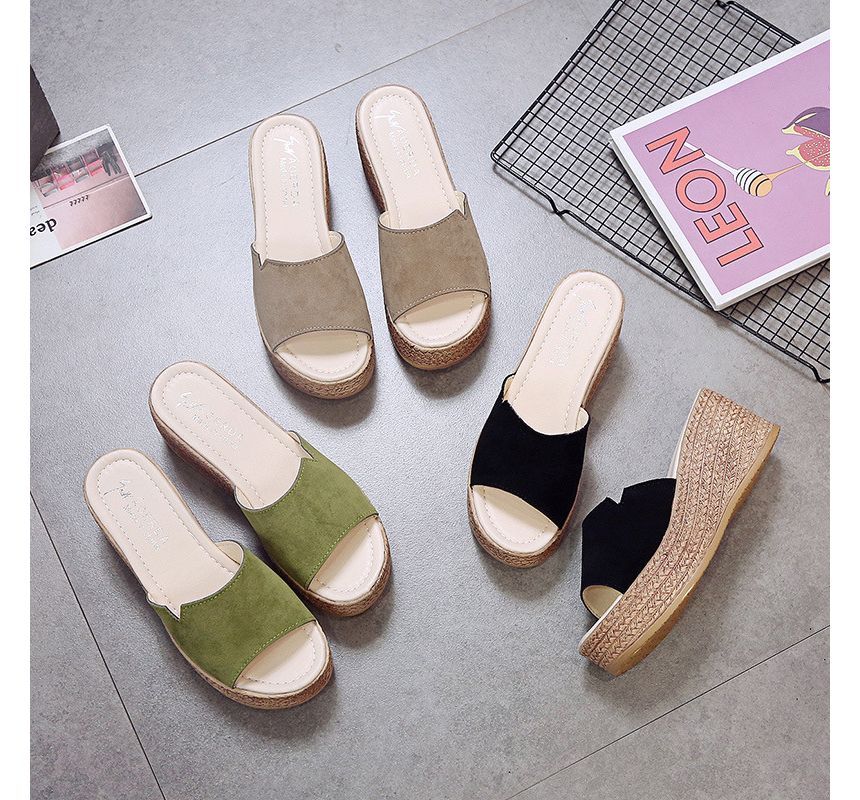 Sandals Slide Platform Wedge-Heel