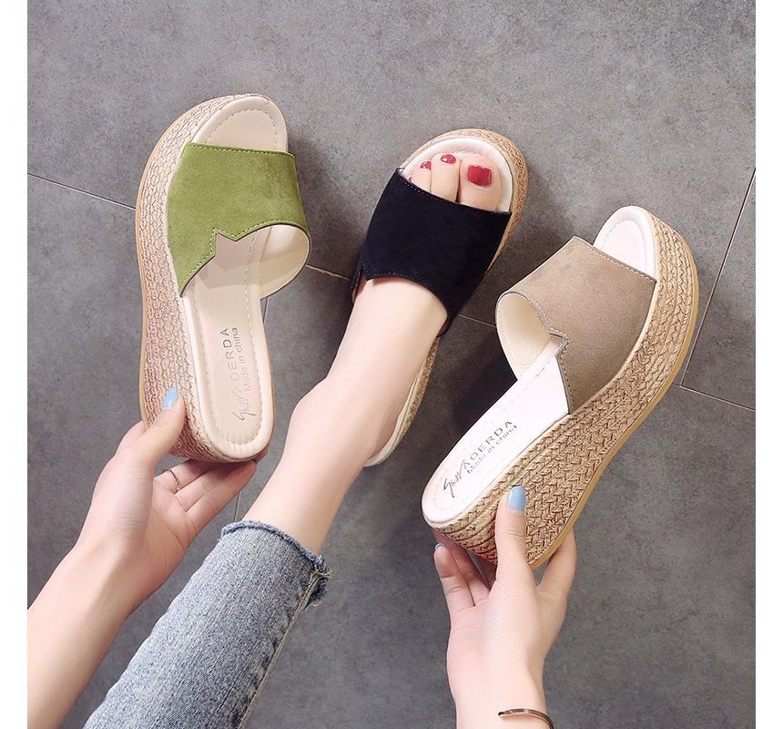 Sandals Slide Platform Wedge-Heel