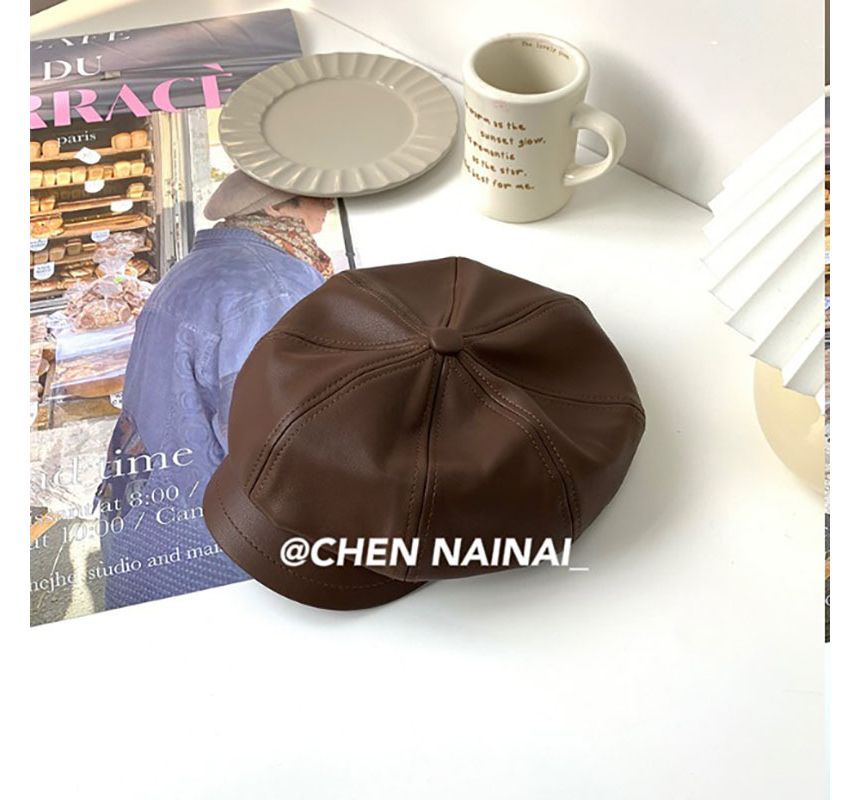 Cap Faux Newsboy Leather