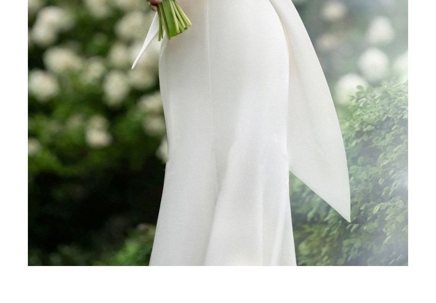 Mermaid Strapless Gown Plain Wedding Bow