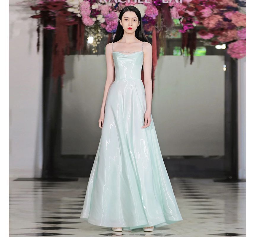 Wedding A-Line Gown Plain Spaghetti Strap